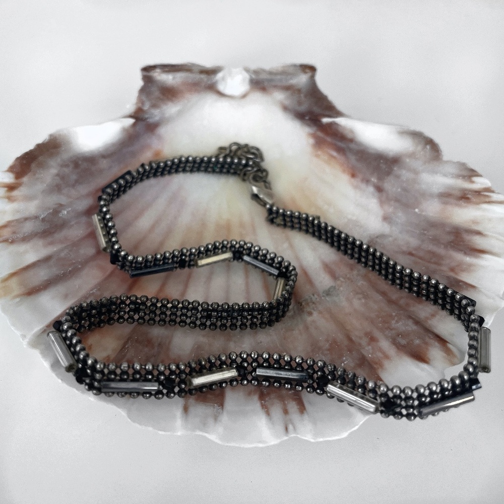 Black and White Beaded Choker Necklace!
